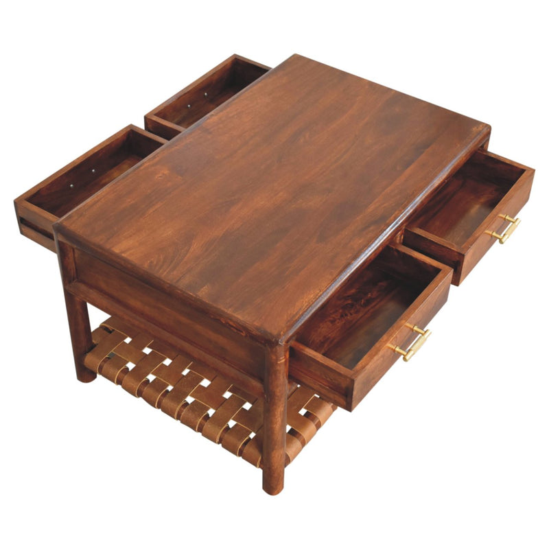 Regency Woven Console Table with 4 drawers Artisan