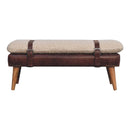 Boucle x Mahogany Leather Bench Artisan
