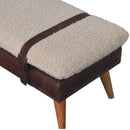 Boucle x Mahogany Leather Bench Artisan