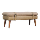 Boucle x Beige Leather Bench
