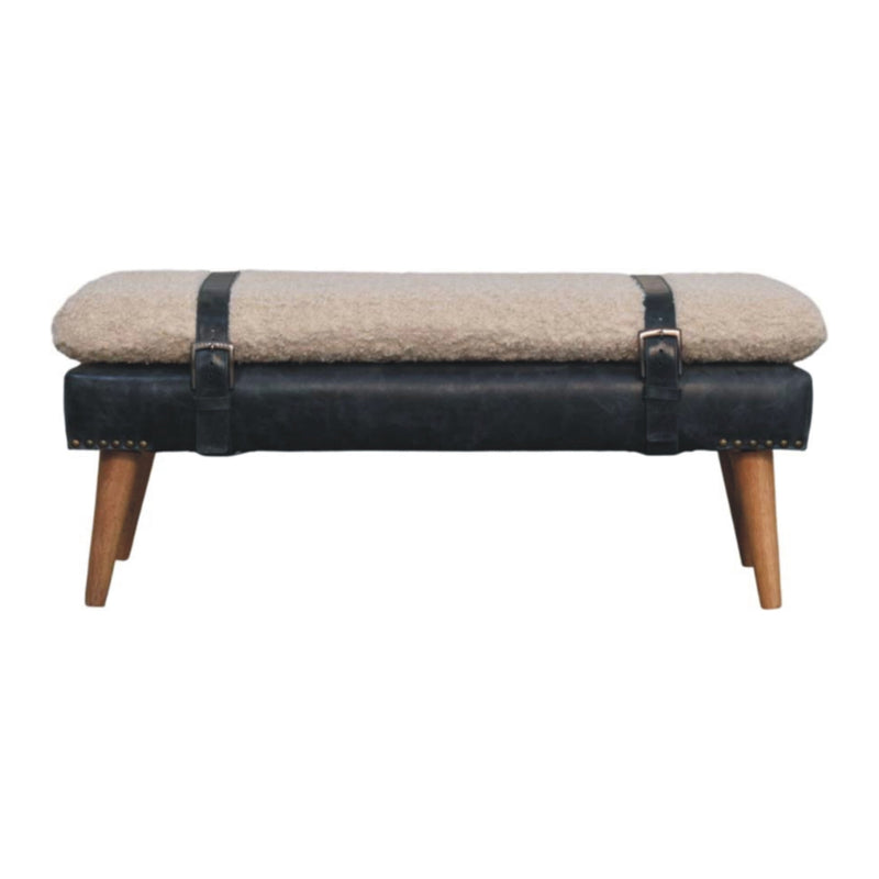 Boucle x Black Leather Bench Artisan