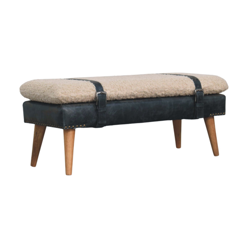 Boucle x Black Leather Bench Artisan