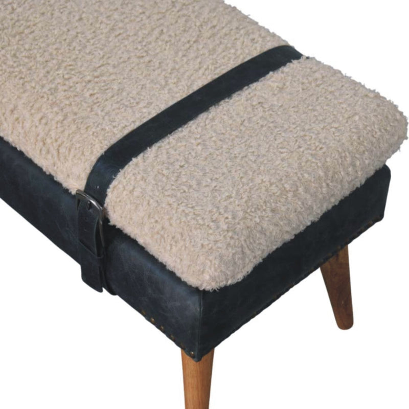 Boucle x Black Leather Bench Artisan