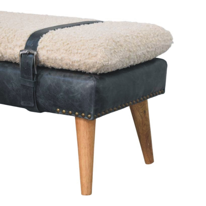 Boucle x Black Leather Bench Artisan