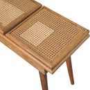 Larissa Triple Accent Oak-ish Cane Bench Artisan