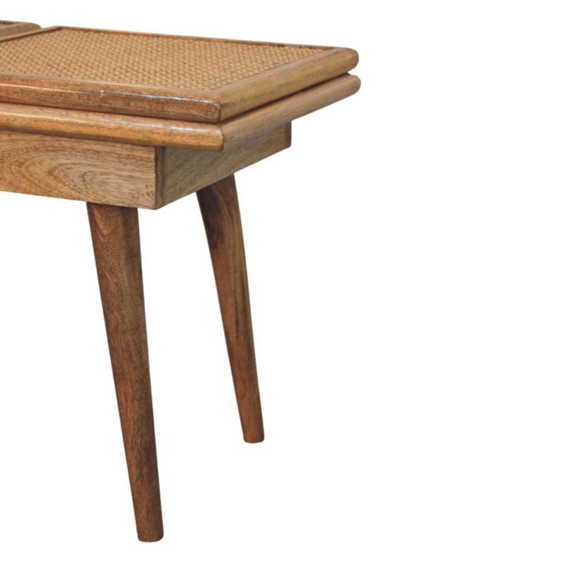 Larissa Triple Accent Oak-ish Cane Bench Artisan