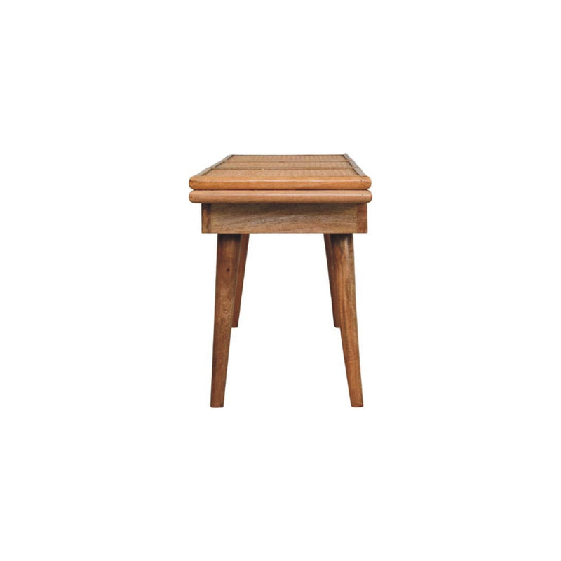 Larissa Triple Accent Oak-ish Cane Bench Artisan