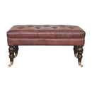 Buffalo Brown Leather Ottoman with Castor Legs Artisan