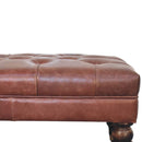 Buffalo Brown Leather Ottoman with Castor Legs Artisan