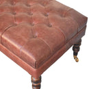 Buffalo Brown Leather Ottoman with Castor Legs Artisan