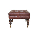 Buffalo Brown Leather Ottoman with Castor Legs Artisan