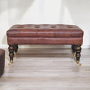 Buffalo Brown Leather Ottoman with Castor Legs Artisan