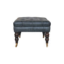 Buffalo Teal Leather Ottoman with Castor Legs Artisan