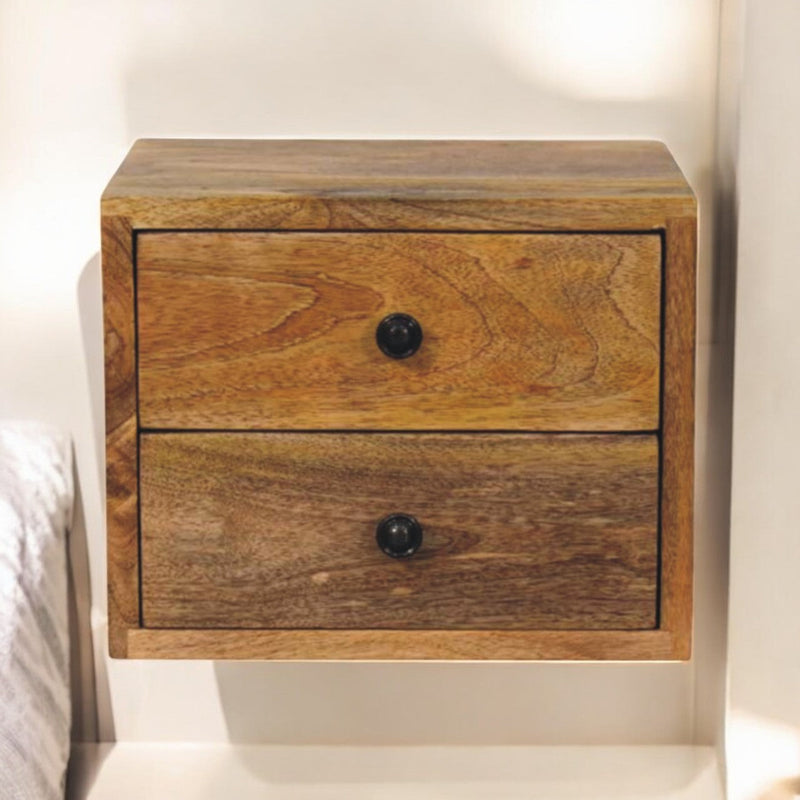 Solis 2-Drawer Oak-ish Wall Mounted Nightstand Artisan