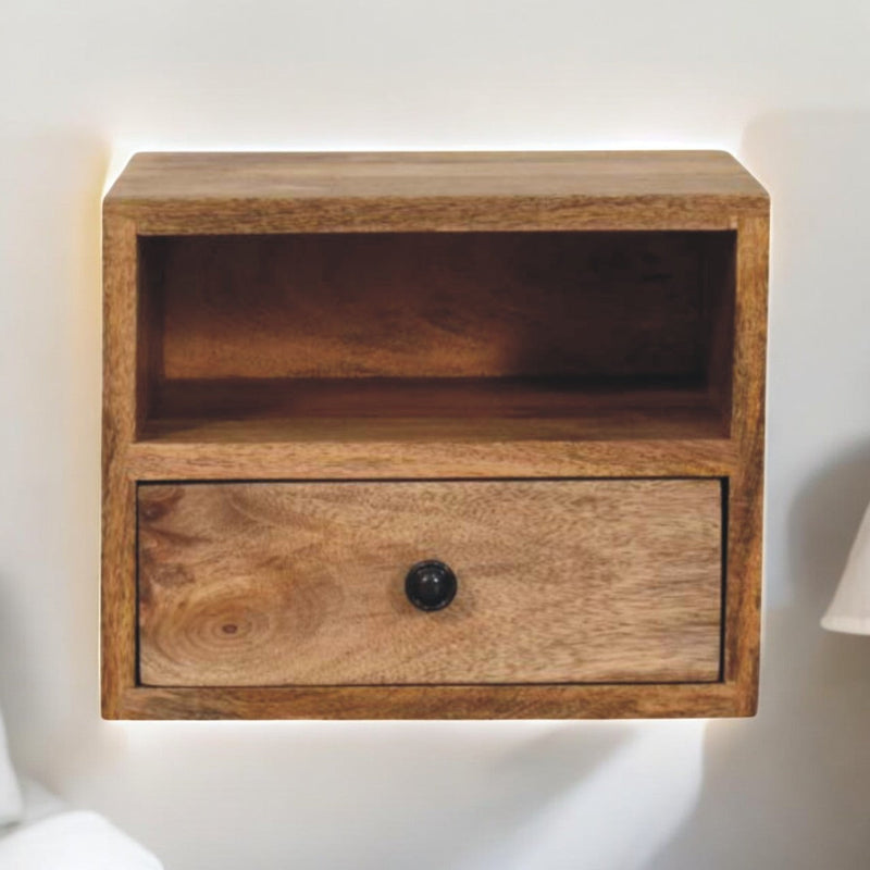 Solis 1-Drawer Oak-ish Wall Mounted Nightstand Artisan