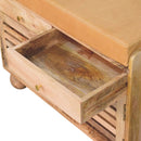 Shutter Oak-ish Shoe Rack with 2 drawers Artisan