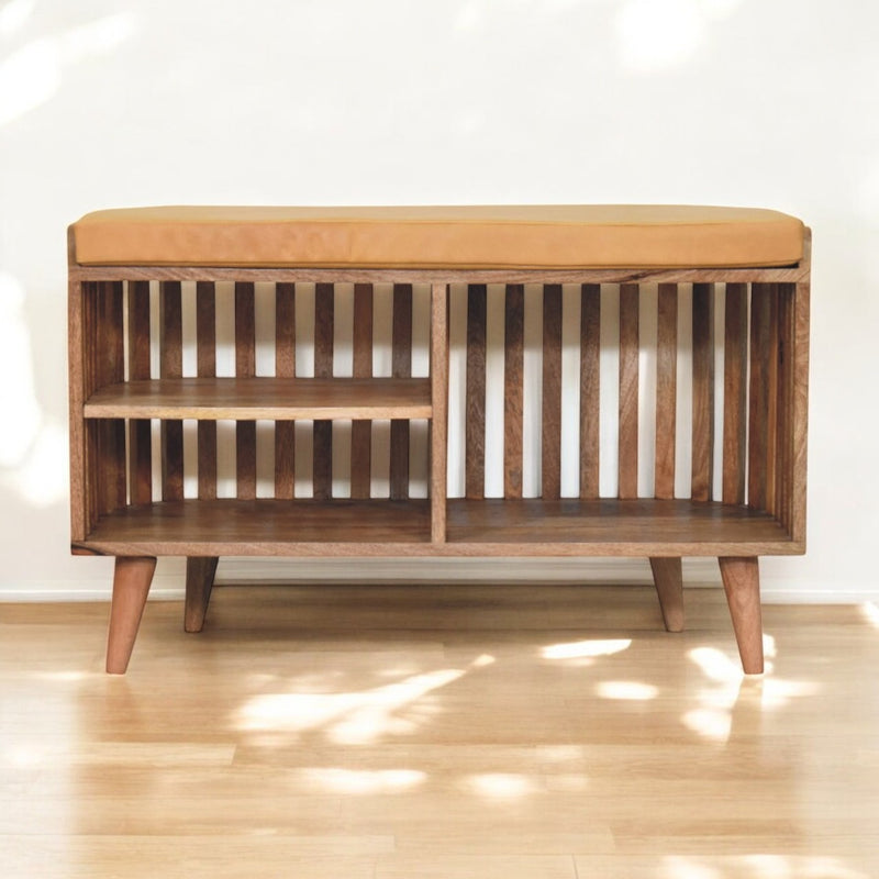 Slatted Oak-ish Bench with 3 slots