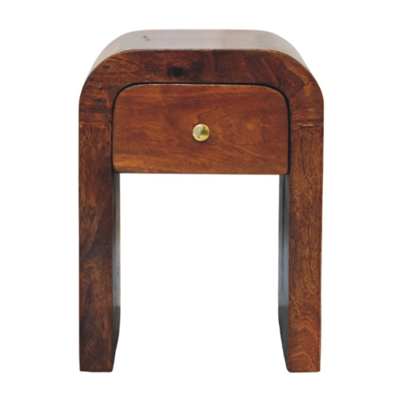 Mini Darcy Chestnut Nightstand with Curved Edges Artisan