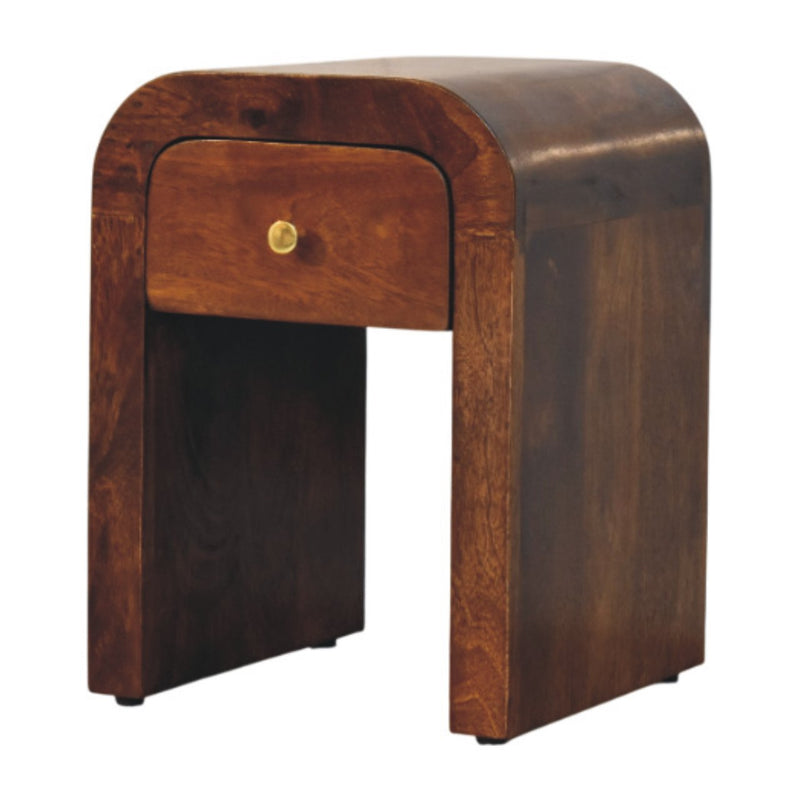 Mini Darcy Chestnut Nightstand with Curved Edges Artisan