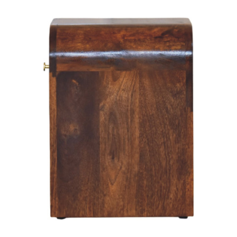 Mini Darcy Chestnut Nightstand with Curved Edges Artisan