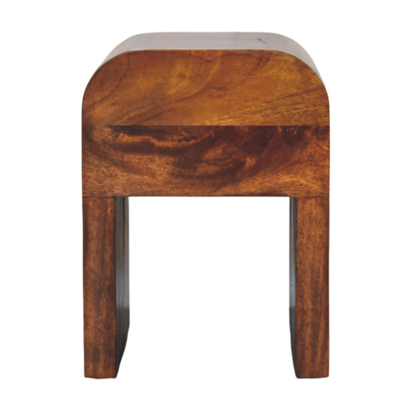 Mini Darcy Chestnut Nightstand with Curved Edges Artisan