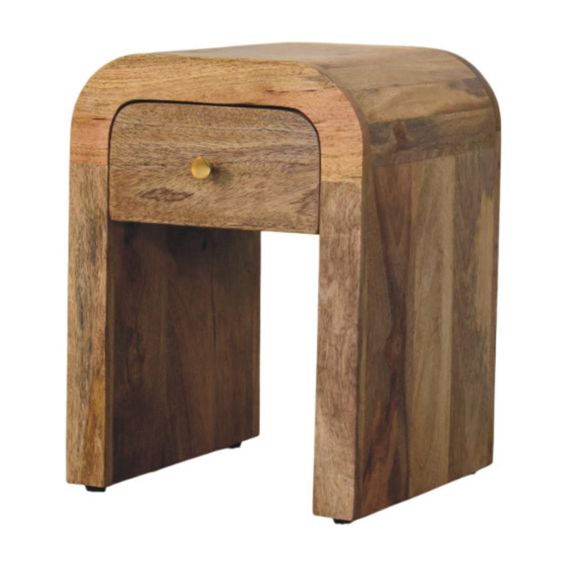 Mini Darcy Oak-ish Nightstand with Curved Edges Artisan