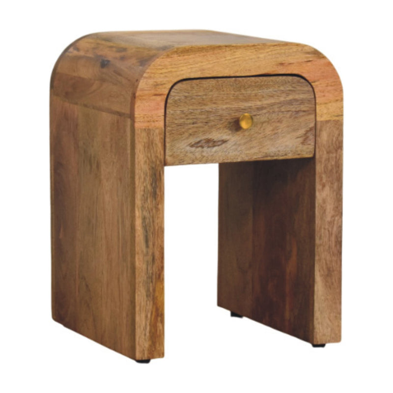 Mini Darcy Oak-ish Nightstand with Curved Edges Artisan