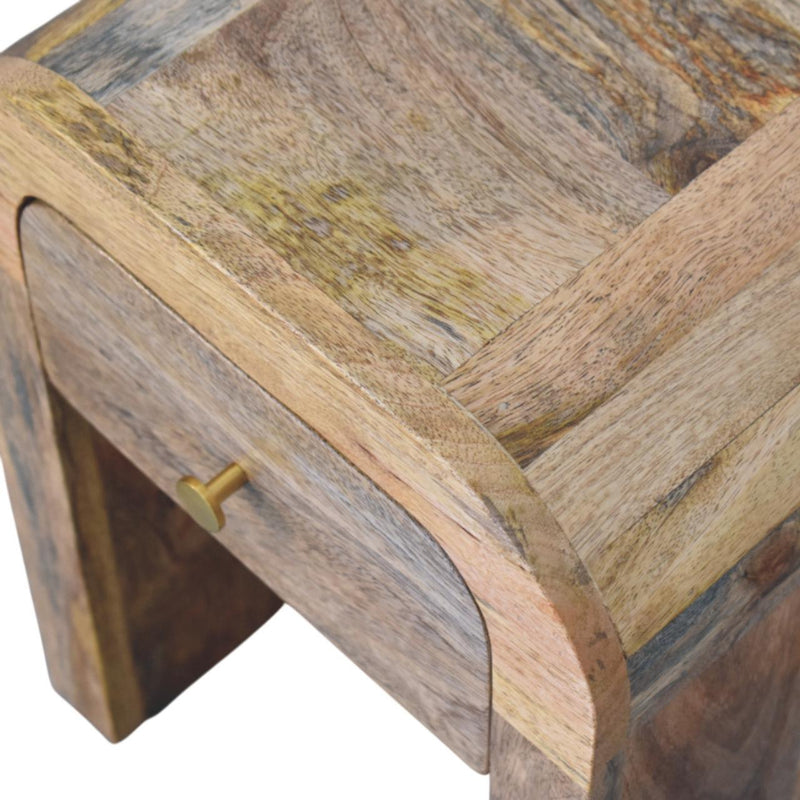 Mini Darcy Oak-ish Nightstand with Curved Edges Artisan