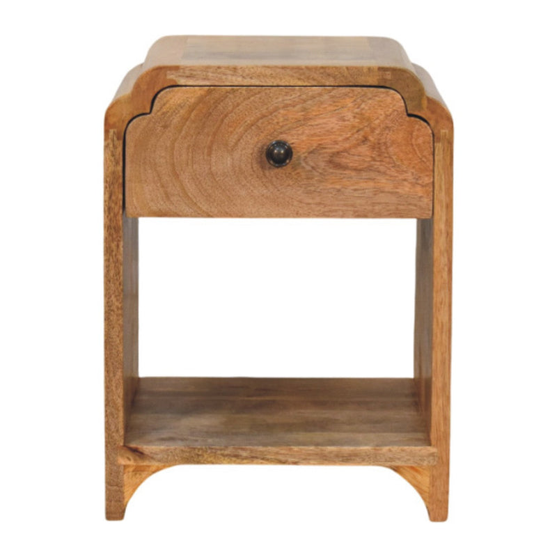 Newton Mini Oak-ish Nightstand with a drawer and open shelf Artisan