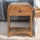 Newton Mini Oak-ish Nightstand with a drawer and open shelf Artisan