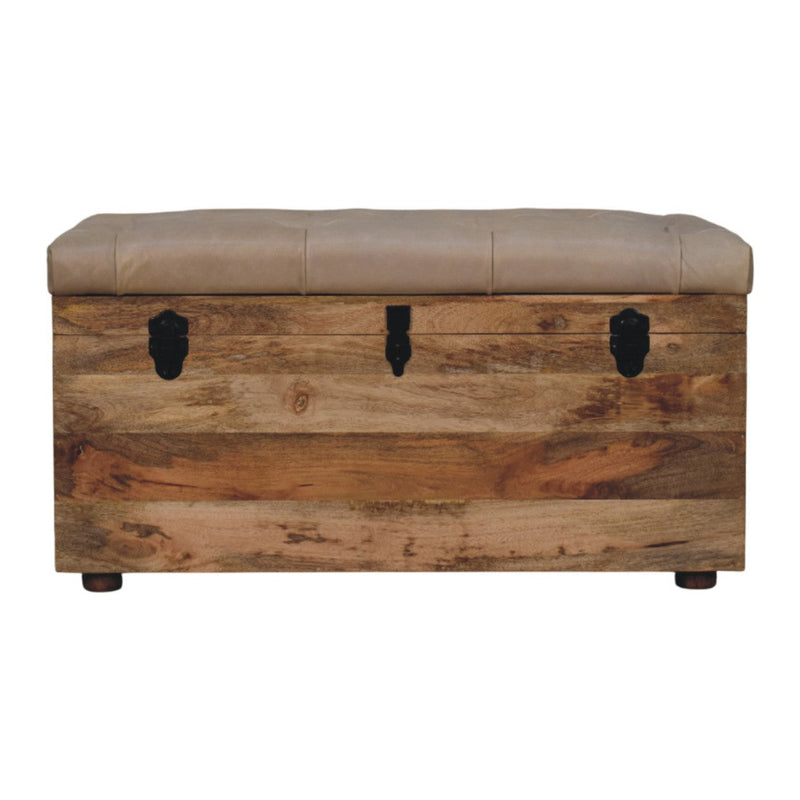 Beige Buffalo hide leather Storage Trunk Artisan