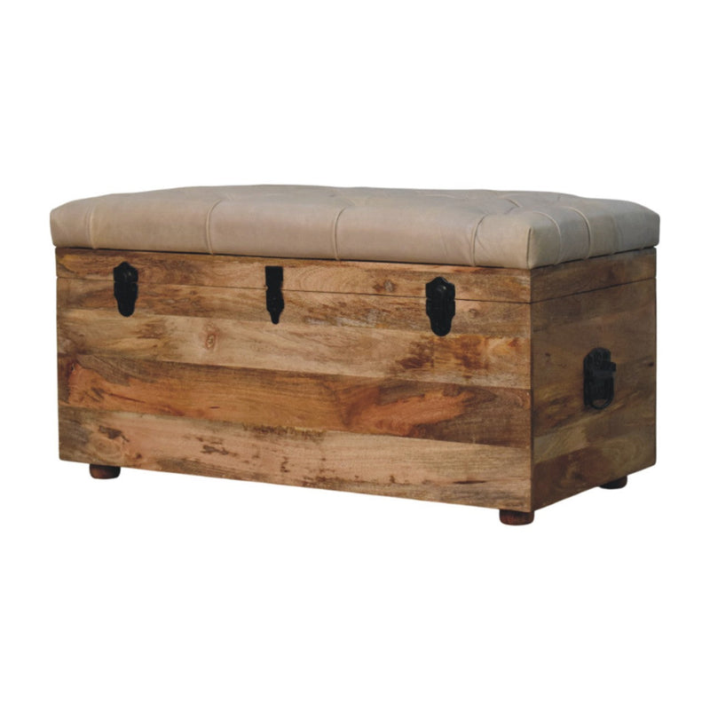 Beige Buffalo hide leather Storage Trunk Artisan