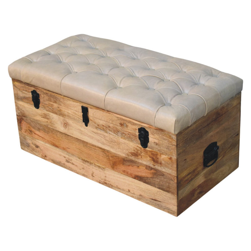 Beige Buffalo hide leather Storage Trunk Artisan