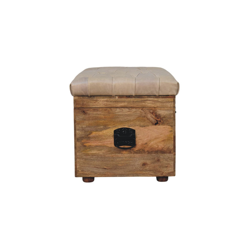 Beige Buffalo hide leather Storage Trunk Artisan