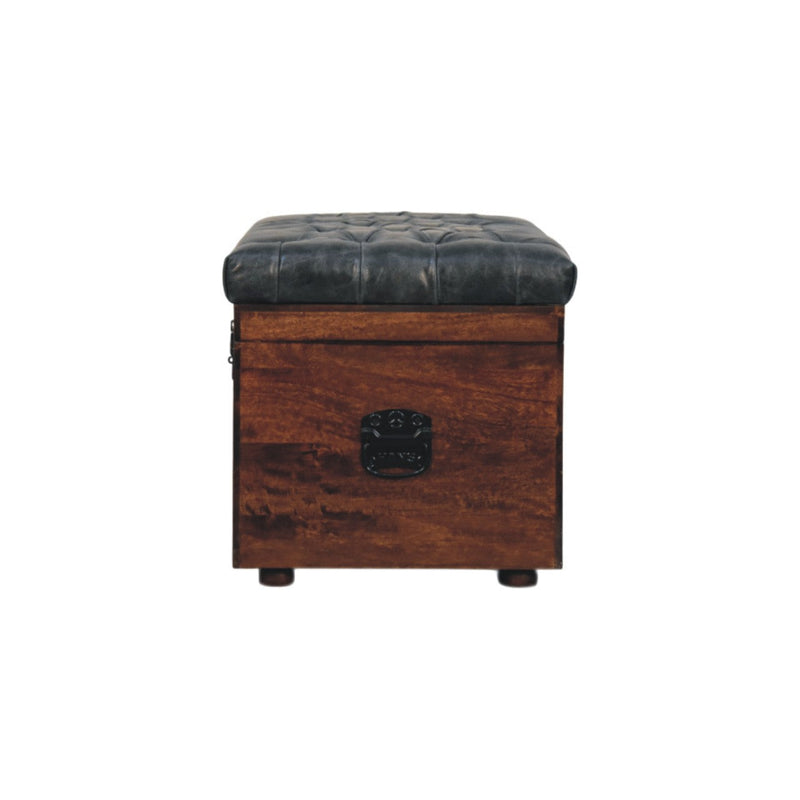 Black Buffalo hide leather Storage Trunk Artisan