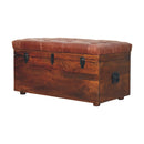 Brown Buffalo hide leather Storage Trunk Artisan