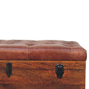 Brown Buffalo hide leather Storage Trunk Artisan