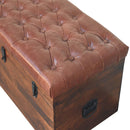 Brown Buffalo hide leather Storage Trunk Artisan