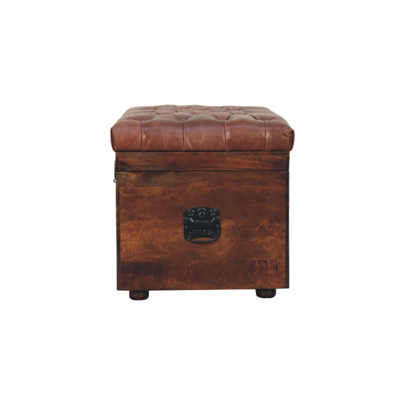 Brown Buffalo hide leather Storage Trunk Artisan