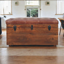 Brown Buffalo hide leather Storage Trunk Artisan