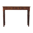 Turned Legs 3 Drawer Chestnut Console Table Artisan