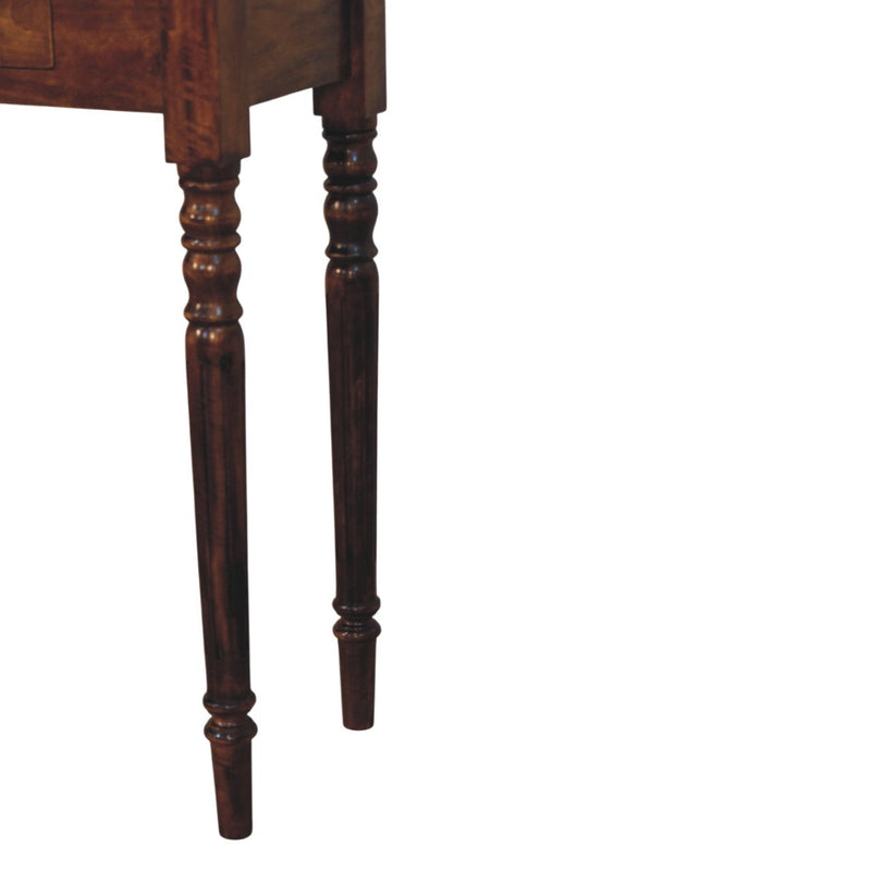 Turned Legs 3 Drawer Chestnut Console Table Artisan