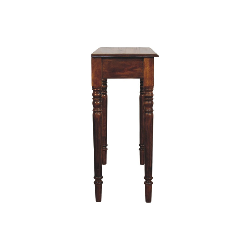 Turned Legs 3 Drawer Chestnut Console Table Artisan