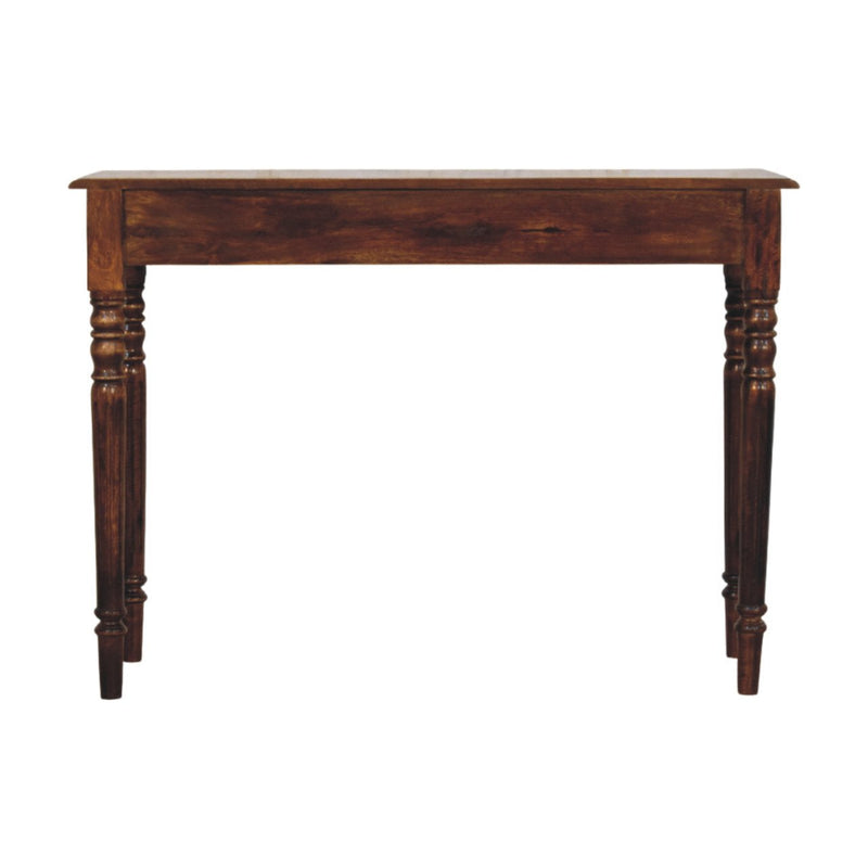 Turned Legs 3 Drawer Chestnut Console Table Artisan