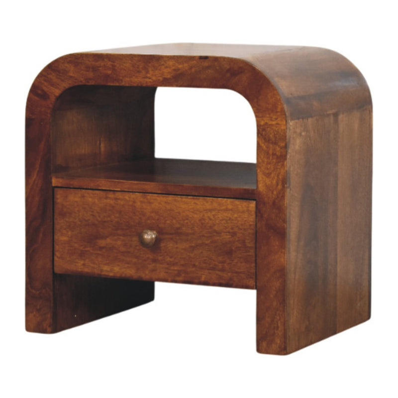 Darcy Chestnut Nightstand with Drawer and open shelf Artisan