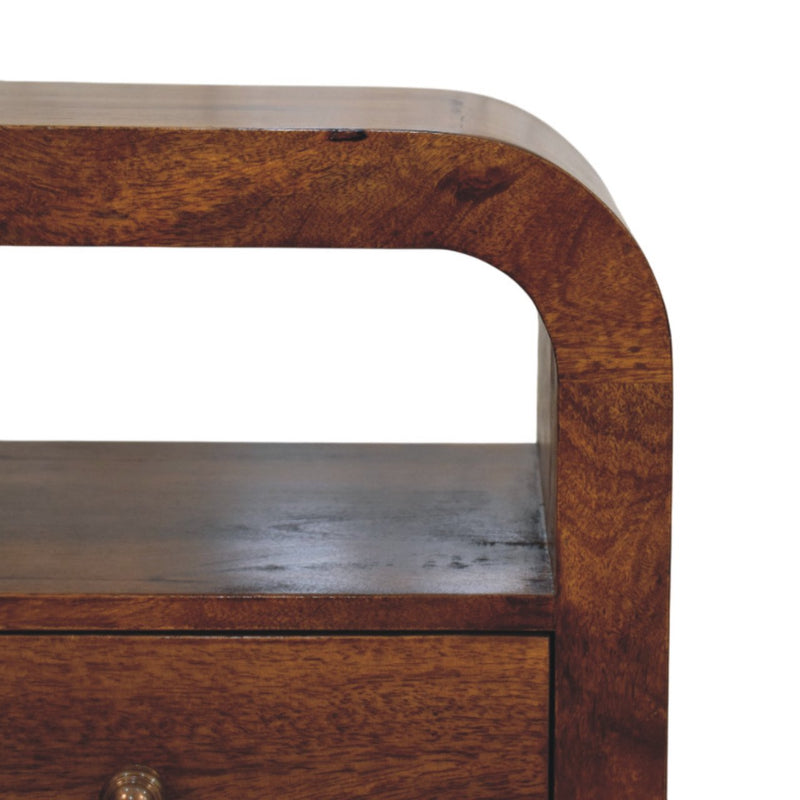 Darcy Chestnut Nightstand with Drawer and open shelf Artisan