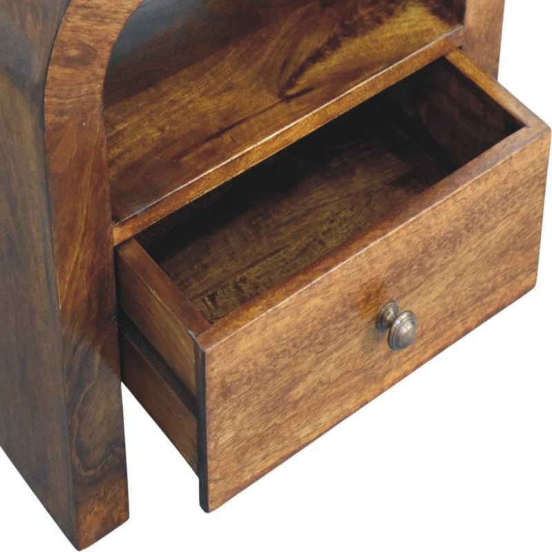 Darcy Chestnut Nightstand with Drawer and open shelf Artisan