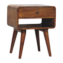 Avora Chestnut Nightstand with Drawer and open slot Artisan