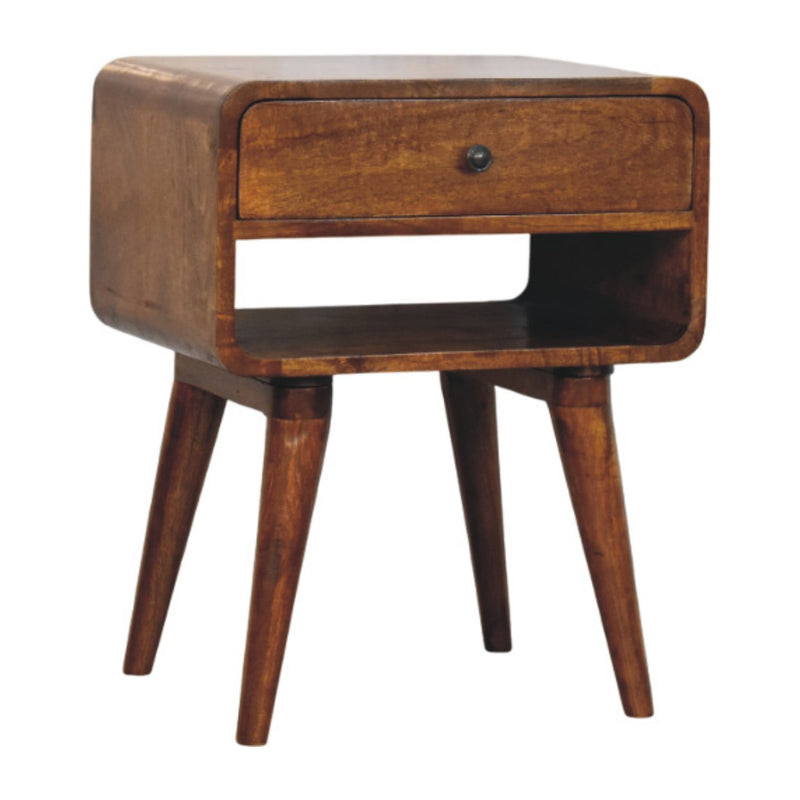 Avora Chestnut Nightstand with Drawer and open slot Artisan
