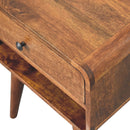 Avora Chestnut Nightstand with Drawer and open slot Artisan